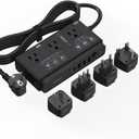 220V to 110V Converter, TESSAN Travel Voltage Converter with 4 USB Ports (1 USB C), 3 AC Outlet and EU UK AU IT Universal Travel Adaptor, Step Down Transformer Power Outlet Adapter Combo Black