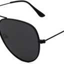 livho Sunglasses for Men Women Aviator Polarized Metal Mirror UV 400 Lens Protection (Black Grey)