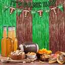 4 x 2Pack Football Party Decoration, Brown Green Foil Curtain Streamer Backdrop, 3.3 x 8.3 Ft