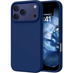 DOMAVER Case for iPhone 17 Pro 6.3'' Smooth Liquid Silicone Soft Gel Rubber Microfiber Lining Cushion Cover Shockproof Protective Phone Cases Compatible with iPhone 17 Pro - Deep Blue