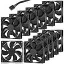 12 Pack 120 mm Computer Case Fans 3000 RPM High Performance Cooling 3 Pin 12v Double Ball Bearings Black Low Noise Long Lifespan Computer Cooling Fan for PC Cases, CPU Coolers, Radiators