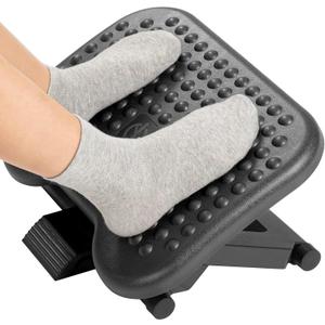 HUANUO Adjustable Desk Footrest, Foot Rest for Under Desk at Work with Massage, Adjustable Foot Stool with 3 Height Position & 30 Degree Tilt Angle Adjustment for Home, Office (Black)