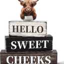 4 Pcs Highland Cow Bathroom Wooden Table Decor