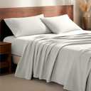 Bare Home Flannel Sheet Set 100% Cotton, Velvety Soft Heavyweight - Double Brushed Flannel - Deep Pocket (Queen, Cream)