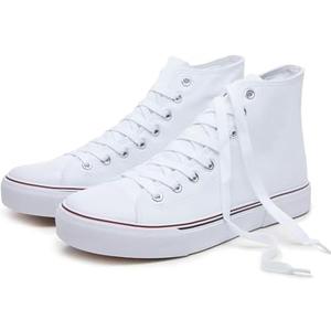 hash bubbie Unisex Fashion High top Sneakers Women's Classic High Tops Canvas Shoes Casual Tennis Shoes for Men(White,US13W/US11M), Size 13