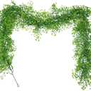 RECUTMS Fake Vines Garland Artificial Hanging Plant Faux Ferns Leaves Greenery Ivy Garland 2Pcs for Summer Home Indoor Outdoor Wedding Farmhouse Table Centerpiece Graduation Party Garden Decor(Green)