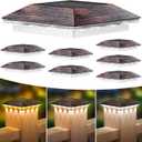 Mlambert 8 Pack Solar Post Cap Lights Outdoor - 3 Lighting Modes Waterproof LED Solar Post Lights Fit 3.53.5 Wood/44 Vinyl Fence Deck Posts, Brown