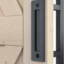 SMARTSTANDARD Heavy Duty 12" Pull and Flush Barn Door Handle Set, Large Rustic Two-Side Design, for Gates Garages Sheds Furniture, Solid Steel, Square, Black