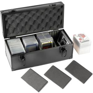 3" x 4" 35pt Rigid Card Storage Box with 3 Sponge Partitions, Holds 300 Toploaders, Compatible with Trading, Sports, Graded Cards & PSA BGS Rating Cards