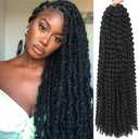 Passion Twist Hair 18 Inch 8 Packs Water Wave Crochet Hair Curly Braiding Hair Long Bohemian Spring Twist Hair For Butterfly Locs Crochet Braids Synthetic Hair Extension (18 Inch (Pack of 8), 1B#)