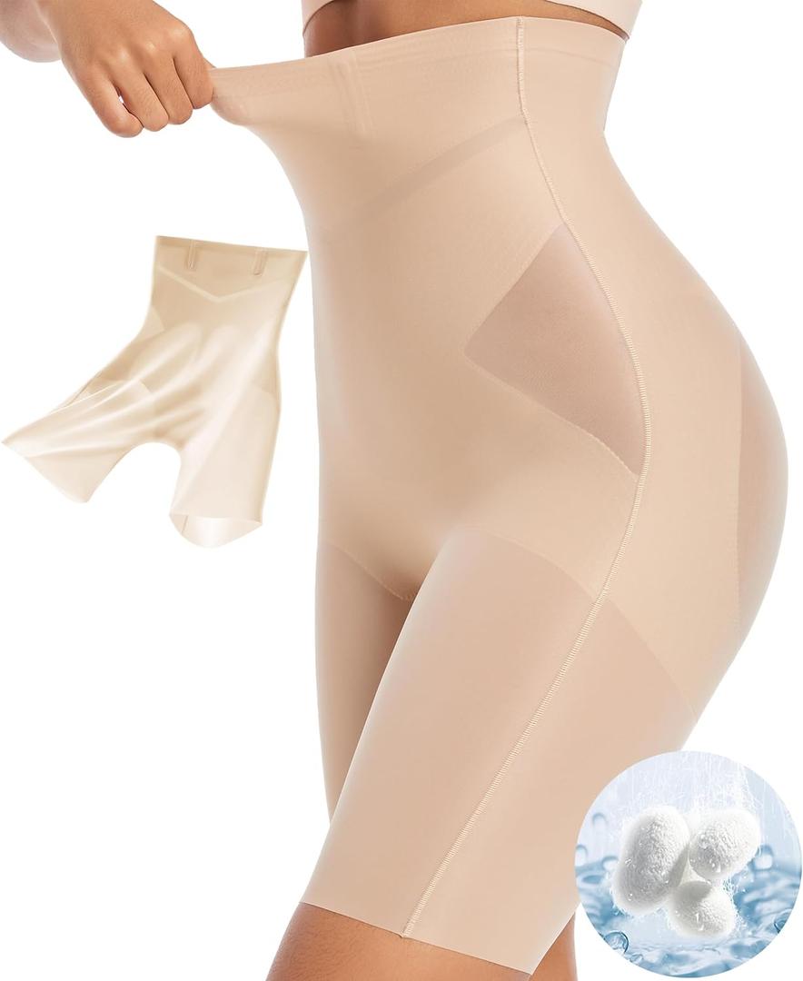 PRETTYWELL Shapewear Tummy Control Shorts for Women Comfort High Waisted Body Shaper Shorts Seamless no Rolling Thigh Slimmer (Small, Nude)