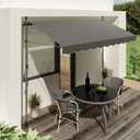 Manual Retractable Awning, 118" x 47"Outdoor Retractable Patio Awning Sunshade Shelter, Adjustable Patio Door Window Awning Canopy with Sun Shade Curtain for Backyard (Light Gray)