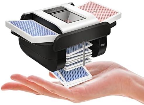 KPAW Automatic Card Shuffler Machine - 1-2 Decks Low Noise Shuffler, Rechargeable & Portable, One Press Shuffling, Automatic Card Shuffler for Texas Hold'em, Skip-Bo, Poker, UNO, Phase 10