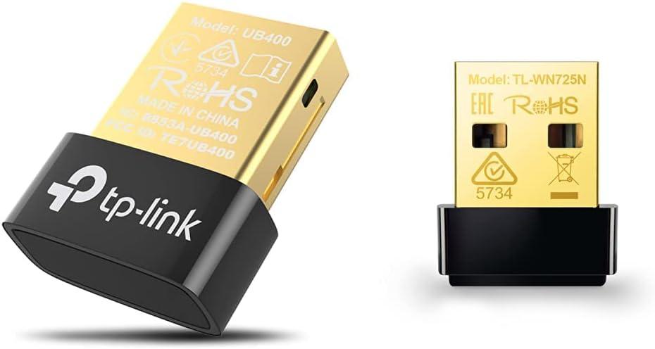 TP-Link USB Bluetooth Adapter for PC(UB400), 4.0 Bluetooth Dongle Receiver Support Windows 11/10/8.1/8/7/XP & USB WiFi Adapter for PC(TL-WN725N), N150 Wireless Network Adapter - Nano Size WiFi Dongle