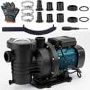 2HP Inground Above Ground Pool Pump, Swimming Pool Pump High Flow 1.5", 2", and 1.25"-1.5", 5250 GPH with Filter Basket, 110V Self Priming Pool Pump