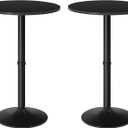 HOOBRO 2 Pcs Round Bar Table, 35" Tall Pub Table, with Non-Slip Base for Narrow Space, Bar Height Table for Kitchen, Easy to Assemble, Black BB57BTP201