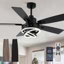 52" Chandelier Fan Black Modern Ceiling Fan with Lights DC Motor Reversible Indoor Ceiling Fan for Bedroom, Living Room