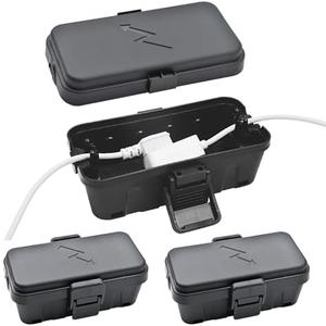 Hrensaw 2 PCS Small Weatherproof Electrical Connection Box(Inner 5.5x3x2.2inch),Outdoor Electrical Box,Waterproof Extension Cord Covers for Plug, Extension Cables, Holiday Lights,Black Hrensaw 2 PCS Small Weatherproof Electrical Connection Box(Inner 5.5x3x2.2inch),Outdoor Electrical Box,Waterproof Extension Cord Covers for Plug, Extension Cables, Holiday Lights,Black