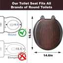 Round Slow Close Wood Toilet Seat Support 400 lbs. Heavy Duty Wooden Toilet Seat with Natural Wood Veneer, Toilet Lid with Soft Close Chrome Hinges, Grip-Tight Bumpers Easy to Clean, Easy to Install