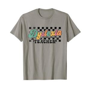 Retro Checkered Dyslexia Teacher Squad SPED Therapist Mental T-Shirt Small