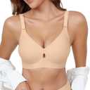 DEANGELMON Bras for Women No Underwire Wireless Push Up Bras - Seamless Full Coverage Bralettes Comfortable Everyday Bra (Beige, XL)