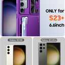Vizvera for Samsung Galaxy S23 Plus Case Wallet, RFID Cards Holder (4 Cards) & Camera Cover & Kickstand for Women Men, Full Body Shockproof Silicone Case for S23 Plus 6.6"-Purple