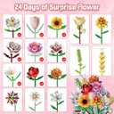 Flower Bouquet Building Blocks Set - 24-Day Countdown Calendar for Spring, Valentine's Day, Mother's Day & Christmas - DIY Colorful Roses & Tulips Building Home Decor for Women, Teens, Mom