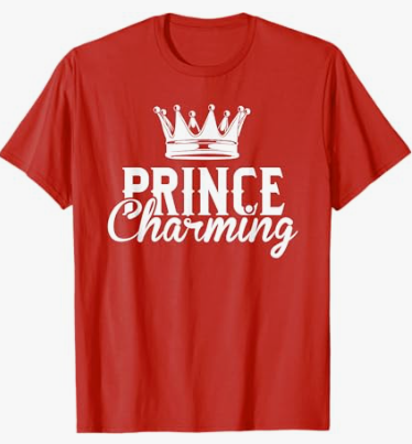 Prince Charming Funny Fairy Tale Halloween Lazy Costume T-Shirt Red, Small