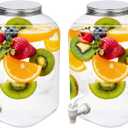 Lily's Home - 2 Gallon Beverage Dispenser with Lid and Spigot (Set of 2), BPA Free, Plastic Drink Dispenser for Water, Iced Tea, Juice, Lemonade - Party, Wedding, Event & Lemonade Stand Essentials