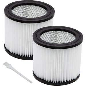 90398 HEPA Replacement Filter - Small Cartridge Vacuum Filter Pack of 2 Fit for Shop-Vac 90398/118692, 9039800, 903-98, 903-98-00 Wet and Dry Vacuum (2 Filters+ 1 Brush)