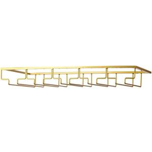 FOMANSH Wine Glass Rack - Under Cabinet Stemware Wine Glass Holder Glasses Storage Hanger 1 Pack Metal Organizer for Bar Kitchen 5 Rows Gold