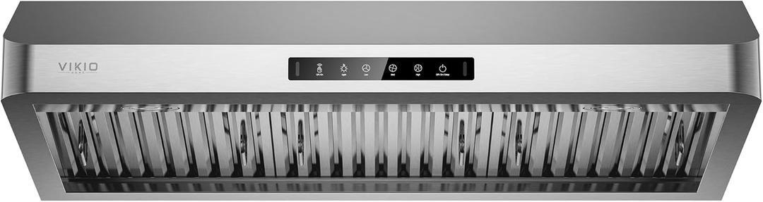 VIKIO HOME Range Hood 36 Inch Under Cabinet, Kitchen Hood with 980 CFM, 3-Speed Gesture Sensing & Touch Control Panel, Stainless Steel Vent 3 Pcs Baffle Filters with Handlebar