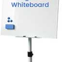 Rolling Whiteboard Magnetic Writeboard 40"x28" Flip Chart with 5 Wheels Adjustable Height Multi-Use Standing Bulletin Board (White)