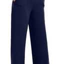 COPYLEAF Wide Leg Pants Woman High Waist Yoga Pants with Pockets Loose Stretch Dress Work Sweatpants Casual Lounge(Navy Blue XL)