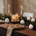 Soulchen 12 Pcs Farmhouse Crochet Christmas Ornaments 6 Styles 2.36 Inch Handmade Neutral Knitted Crochet Ball Ornaments for Xmas Tree Beige Christmas Decoration