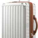 LUGGEX Carry On Luggage 22x14x9 Airline Approved, PC Expandable Hard Shell Suitcases with Spinner Wheels, 20 Inch, White Brown