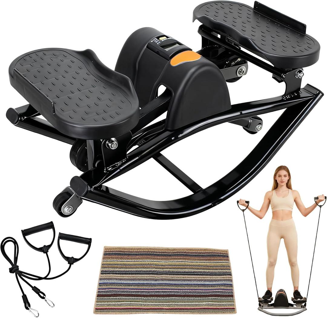 EMESAK Rocking Stepper Side to Side, Portable Compact Lateral Motion Steppers, Track Time, Calories with Digital Display, for Legs, Glutes, Abs for Women Men