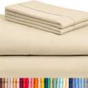 LuxClub 4 PC King Size Sheet Set Deep Pockets 18" Wrinkle Free Cooling Bed Sheets Machine Washable Hotel Bedding Silky Soft - Cream King