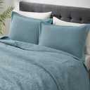 Hansleep Blue Quilt Queen Size - Baroque Ultrasonic All Season Bedspread Queen, Soft Lightweight Coverlet Bedding Set, 3 Pieces (1 Quilt, 2 Pillow Shams)
