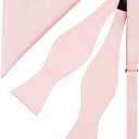 BELLUNO Solid Bow Tie and Pocket Square for Men Tuexdo, Self-Tied Cotton Linen Bow Tie Set