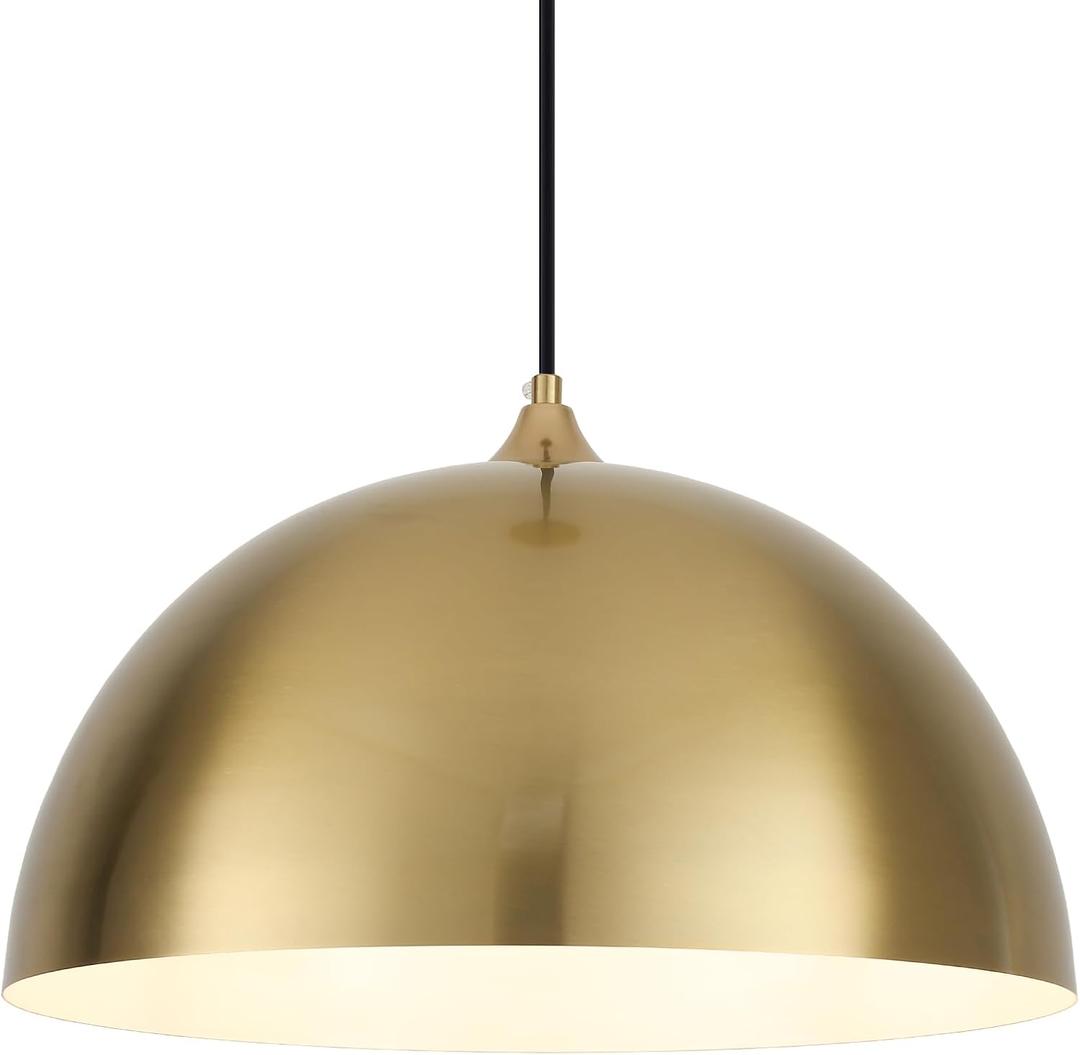 Gold Pendant Light 15.7" Large Pendant Lights Kitchen Island, Farmhouse Dome Pendant Lamp for Hallway Dining Room Bedroom Bar Cafe