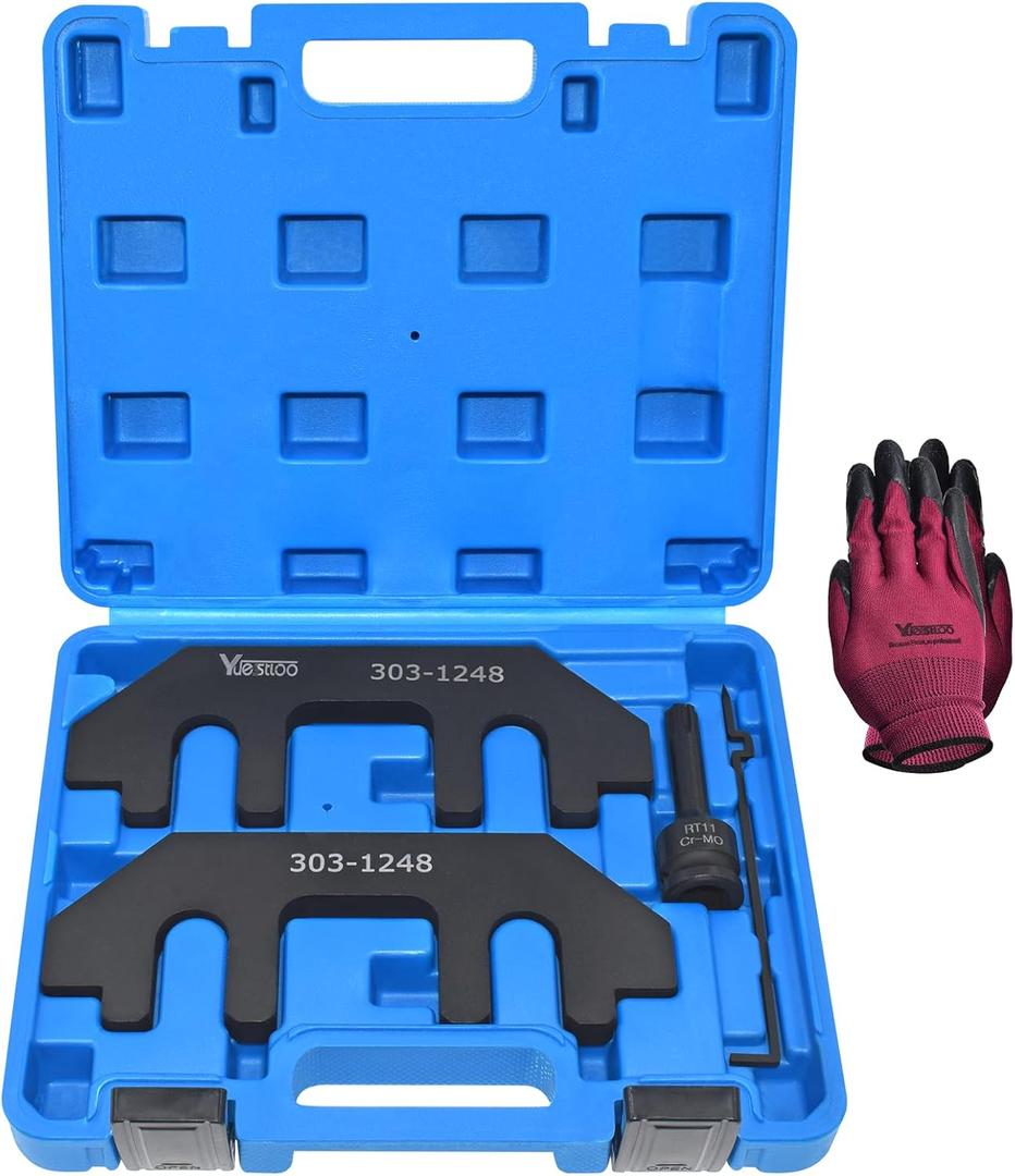 Camshaft Holding Tool Kit with Tension Tool, Timing Alignment Holder Tool for Ford 3.5L & 3.7L 4V Engines, 3.5 EcoBoost, Replace 303-1248 303-1530 RT11, with Portable Case and Gloves