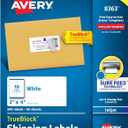 Avery Printable Shipping Labels, Sure Feed Technology, 2" x 4", White, 500 Blank Mailing Labels (8363)