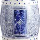 JONATHAN Y TBL1003A Acanthus 17.8" Chinoiserie Ceramic Drum Indoor/Outdoor Garden Stool, Bohemian, Coastal, Classic, Cottage, French Country, Traditional, Living Room, Garden Room, Patio, Blue/White