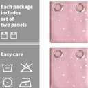 BGment Kids Blackout Curtains for Bedroom - Grommet Thermal Insulated Silver Star Print Room Darkening Curtains for Kids Room, Set of 2 Panels, 42 x 45 Inch, Baby Pink
