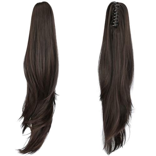 ponytail extension,24" claw clip hair extensions ponytail Long straight Hair Extension Natural Looking Synthetic Hairpiece for Women Black brown