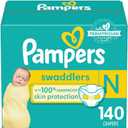Pampers Baby Diapers - Swaddlers - Size 0, 140 Count, Ultra Absorbent Disposable Newborn Diaper