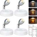 Destlife 4 Pack Wireless Spot Lights Indoor, Battery Operated Uplighting, Mini Spotlight with Remote 3CCT Tree Lights Indoor, Accent Wall Lights for Display Plant Picture Dartboard (White-3 Color Temp Light)