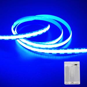 Battery Powered LED Strip Lights, 3.3FT COB LED Strip Light, Battery Operated LED Lights, Ice Blue LED Strip Lights Battery Powered for Closet, Cabinet, Shelf, Kitchen, DIY Lighting (3.28FT x1), Ice Blue