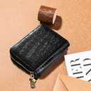 Trendy Crocodile Patterned PU Card Holder, Zippered Multi-slot Small Purse for Men & Women (Black)